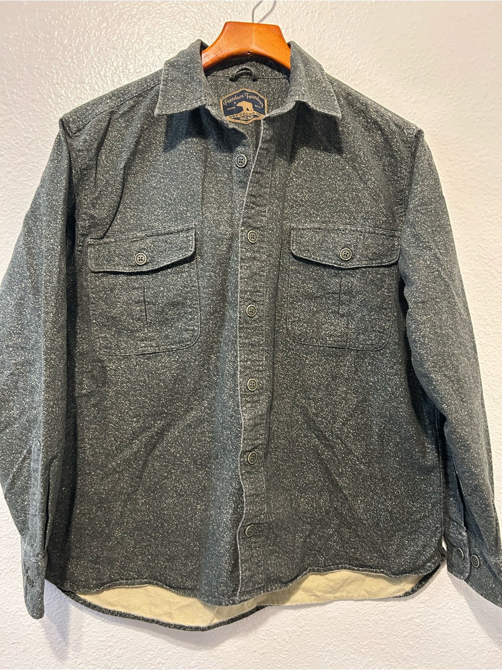 Freedom Foundry 100% Cotton Heather green Button-Front Casual Shirt Jacket